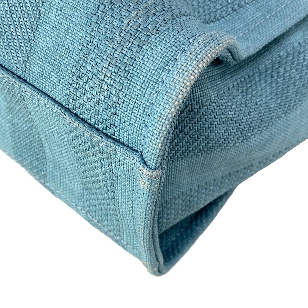 Chanel Tote Bag Deauville Line MM Light Blue Stripe/chain Shoulder/gold Hardware