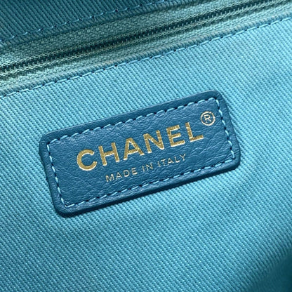Chanel Tote Bag Deauville Line MM Light Blue Stripe/chain Shoulder/gold Hardware
