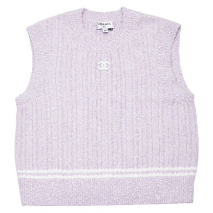 Chanel Cocomark Vest Sleeveless Knit Skirt Setup Size:36 P72196k10414 Purple