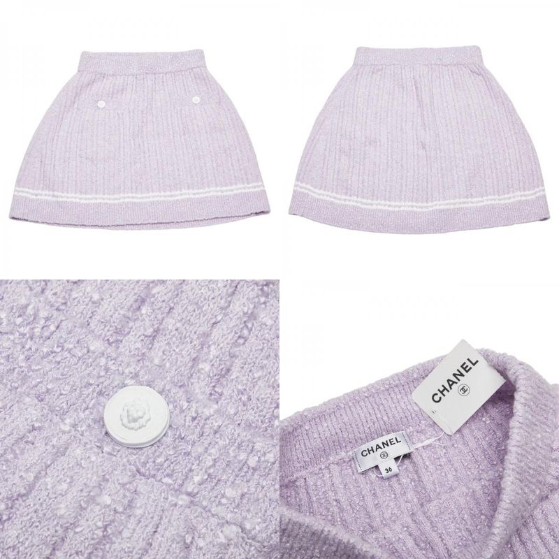 Chanel Cocomark Vest Sleeveless Knit Skirt Setup Size:36 P72196k10414 Purple