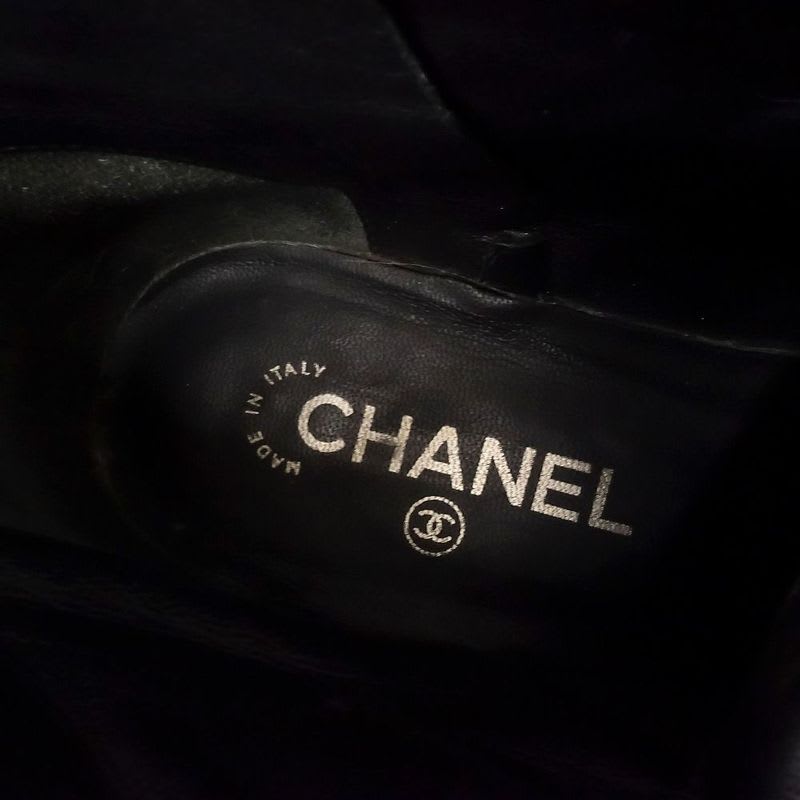 Chanel Tweed Boots Short Coco Mark Lace Up Shoes Size 38 24 cm