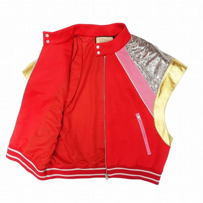 Gucci Sequin Decoration Zip Jacket Blouson Short Sleeve Interlocking