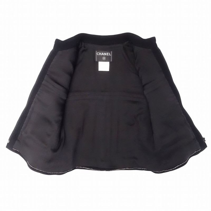 Chanel Cashmere Blend Short Length Zip Jacket Cropped CC Studs 38 M 00S