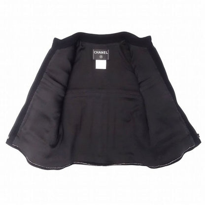 Chanel Cashmere Blend Short Length Zip Jacket Cropped CC Studs 38 M 00S