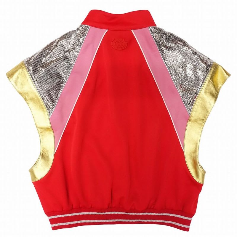 Gucci Sequin Decoration Zip Jacket Blouson Short Sleeve Interlocking