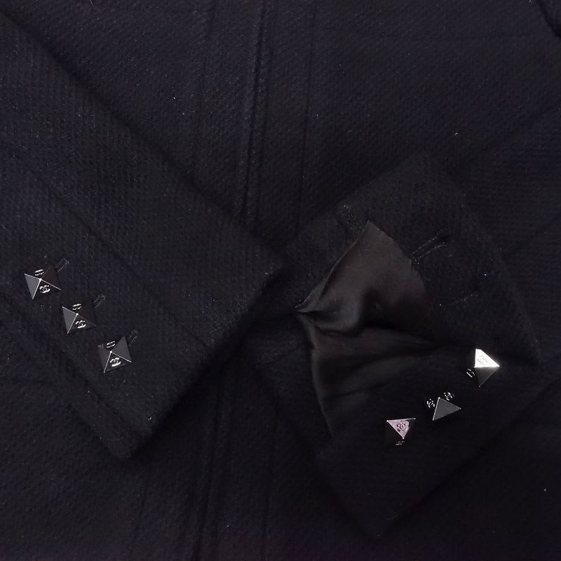 Chanel Cashmere Blend Short Length Zip Jacket Cropped CC Studs 38 M 00S
