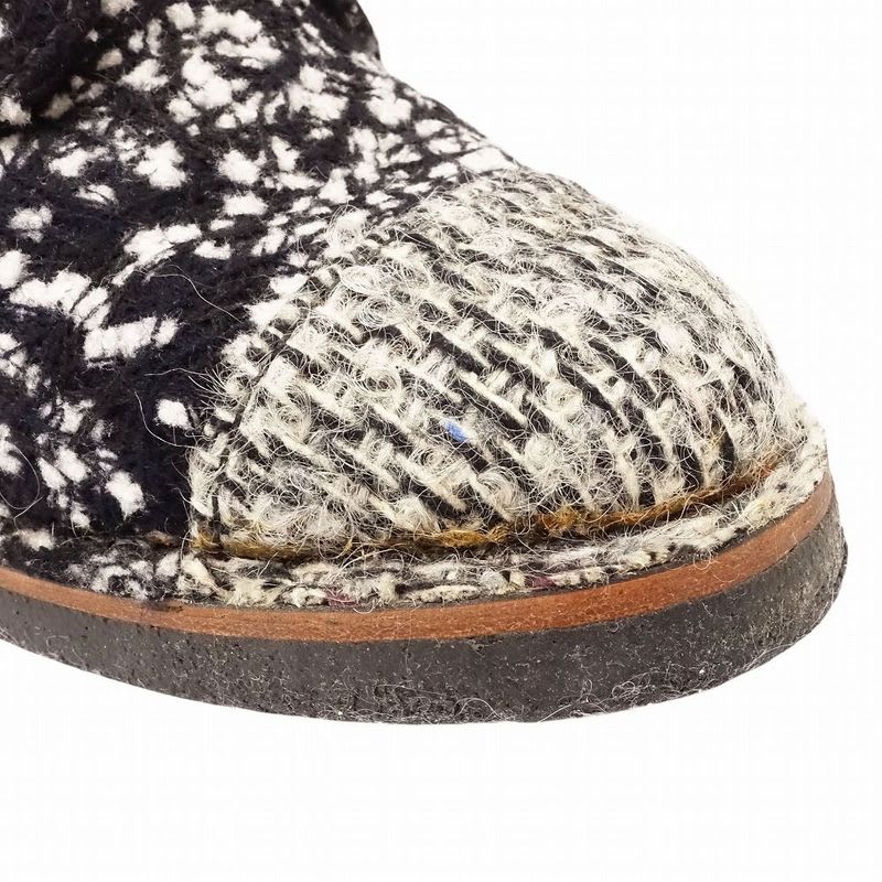 Chanel Tweed Boots Short Coco Mark Lace Up Shoes Size 38 24 cm