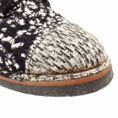 Chanel Tweed Boots Short Coco Mark Lace Up Shoes Size 38 24 cm