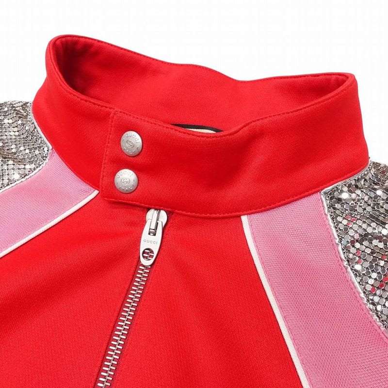 Gucci Sequin Decoration Zip Jacket Blouson Short Sleeve Interlocking