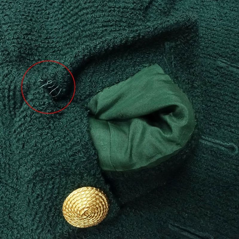 Chanel Set Suit Tweed Jacket Skirt Gold Button Green 38 M Vintage