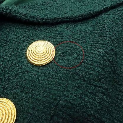 Chanel Set Suit Tweed Jacket Skirt Gold Button Green 38 M Vintage