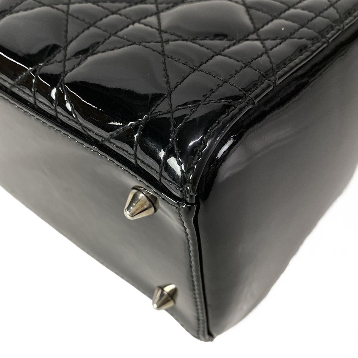 Dior/christiandior Handbag Lady Dior Medium Bag Black Silver Hardware Leather