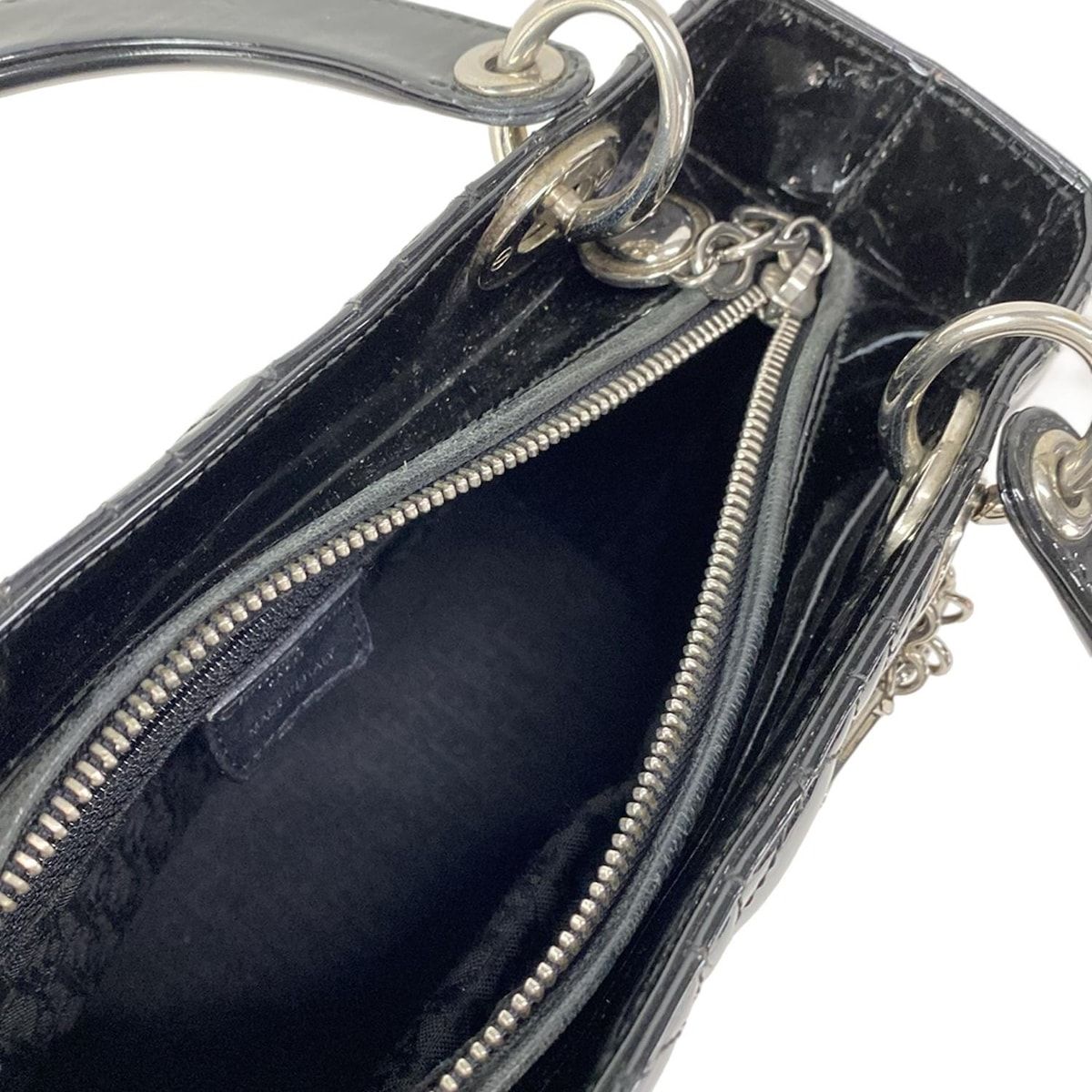 Dior/christiandior Handbag Lady Dior Medium Bag Black Silver Hardware Leather