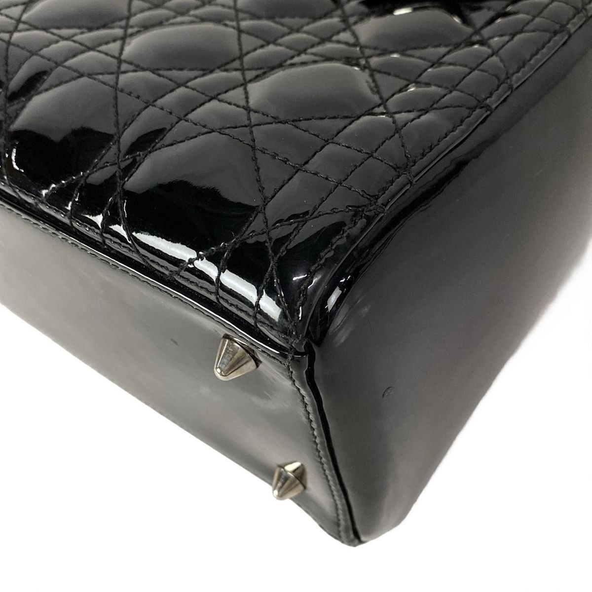 Dior/christiandior Handbag Lady Dior Medium Bag Black Silver Hardware Leather