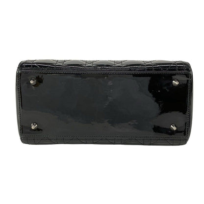 Dior/christiandior Handbag Lady Dior Medium Bag Black Silver Hardware Leather