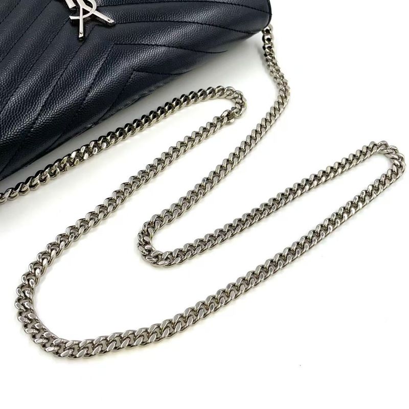 Yves Saint Laurent Cass Andra Envelope Chain Wallet Leather Black Shoulder Bag