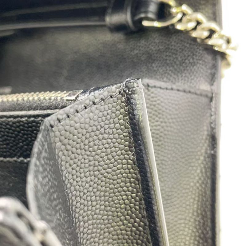 Yves Saint Laurent Cass Andra Envelope Chain Wallet Leather Black Shoulder Bag