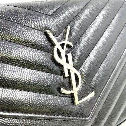 Yves Saint Laurent Cass Andra Envelope Chain Wallet Leather Black Shoulder Bag