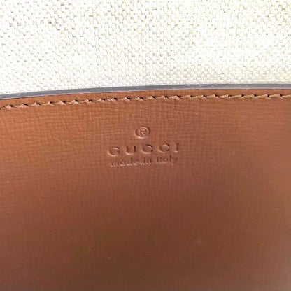 Gucci GG Supreme Canvas Leather × PVC Brown Shoulder Bag Gold 681021