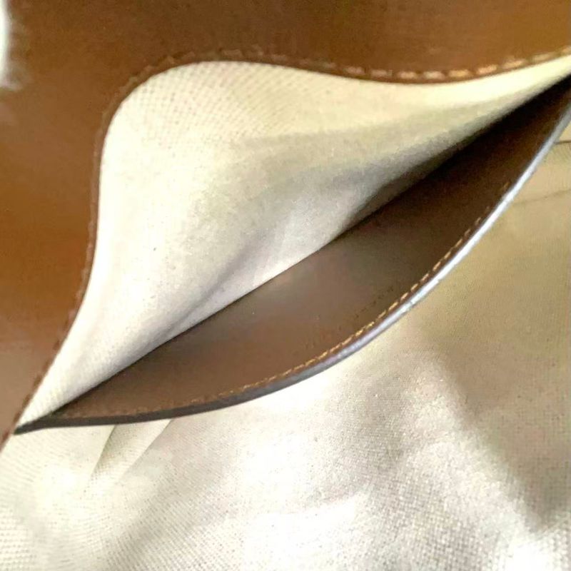 Gucci GG Supreme Canvas Leather × PVC Brown Shoulder Bag Gold 681021