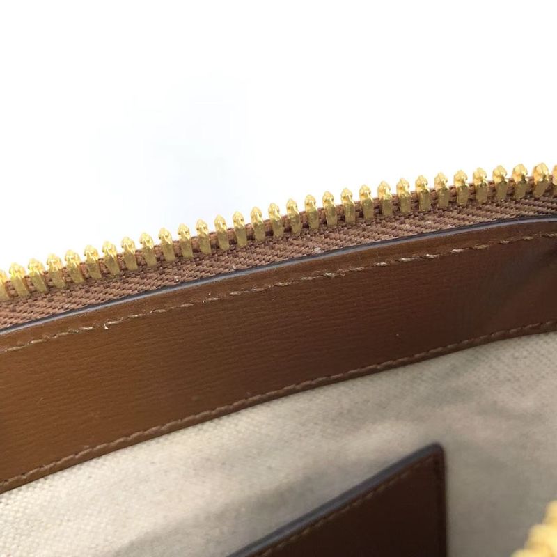 Gucci GG Supreme Canvas Leather × PVC Brown Shoulder Bag Gold 681021