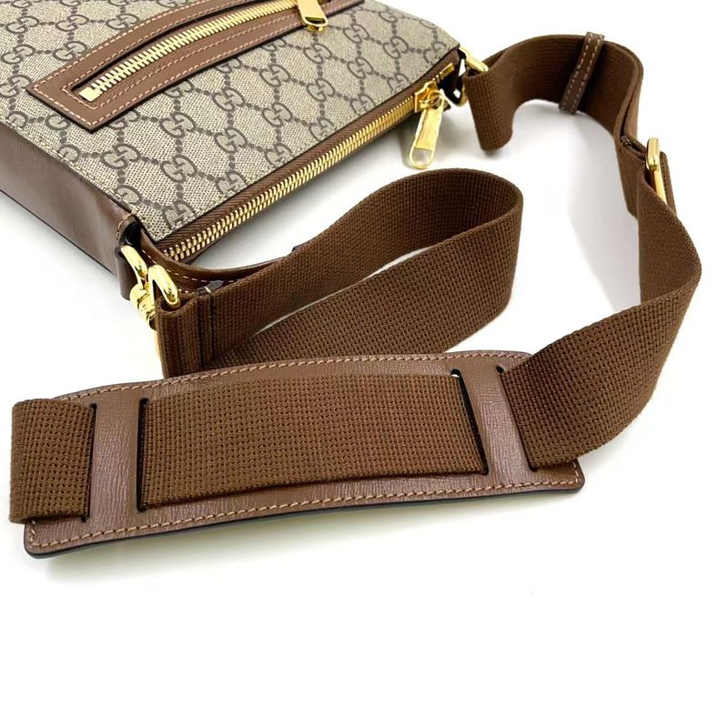 Gucci GG Supreme Canvas Leather × PVC Brown Shoulder Bag Gold 681021