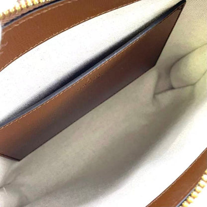 Gucci GG Supreme Canvas Leather × PVC Brown Shoulder Bag Gold 681021