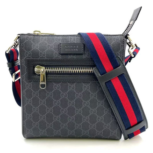 Gucci GG Supreme Small Messenger Bag Leather X PVC Black X Multicolor Shoulder