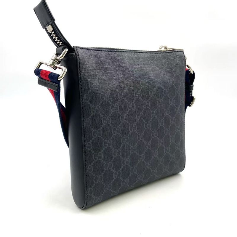 Gucci GG Supreme Small Messenger Bag Leather X PVC Black X Multicolor Shoulder