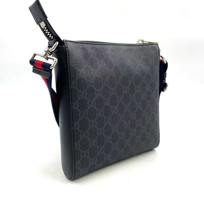 Gucci GG Supreme Small Messenger Bag Leather X PVC Black X Multicolor Shoulder