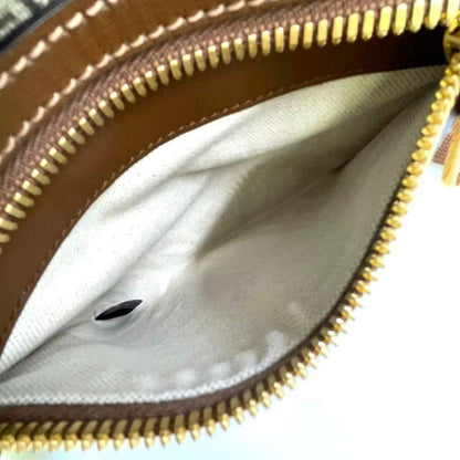 Gucci GG Supreme Canvas Leather × PVC Brown Shoulder Bag Gold 681021