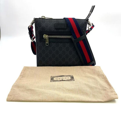 Gucci GG Supreme Small Messenger Bag Leather X PVC Black X Multicolor Shoulder