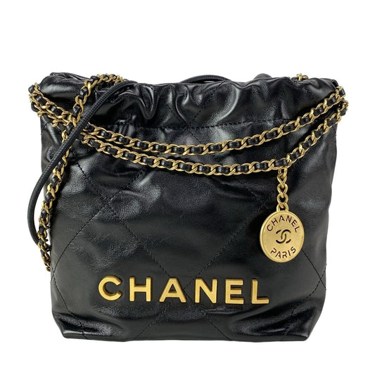 Chanel Handbag Excellent Condition Chanel 22 Mini Handbag As3980 Black