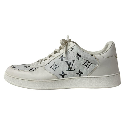 Louis Vuitton Sneakers 8 1/2 Men's Rivoli Line White X Silver Leather