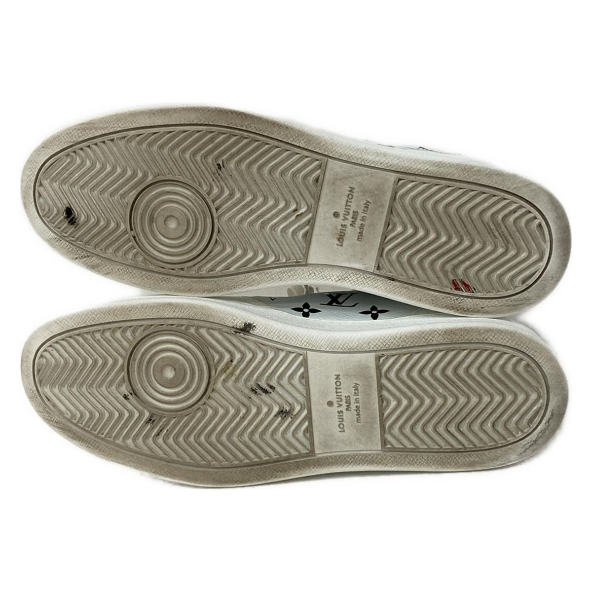 Louis Vuitton Sneakers 8 1/2 Men's Rivoli Line White X Silver Leather