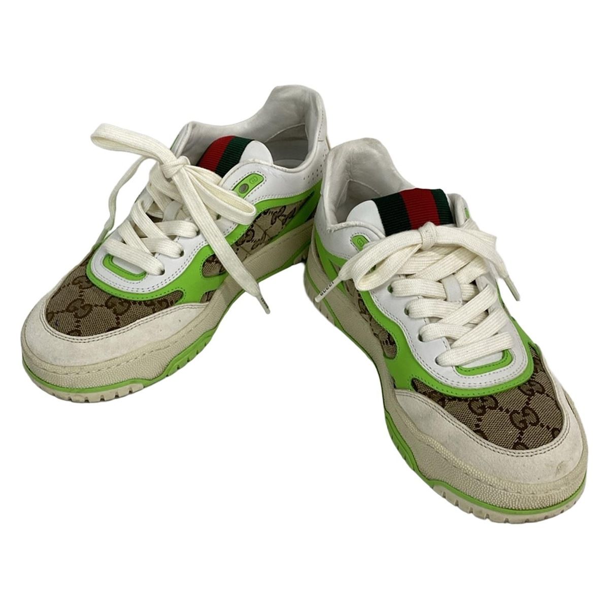 Gucci Sneakers 36 1/2 Reweb/gg Canvas/sherry 785452 Brown X Ivory X Green