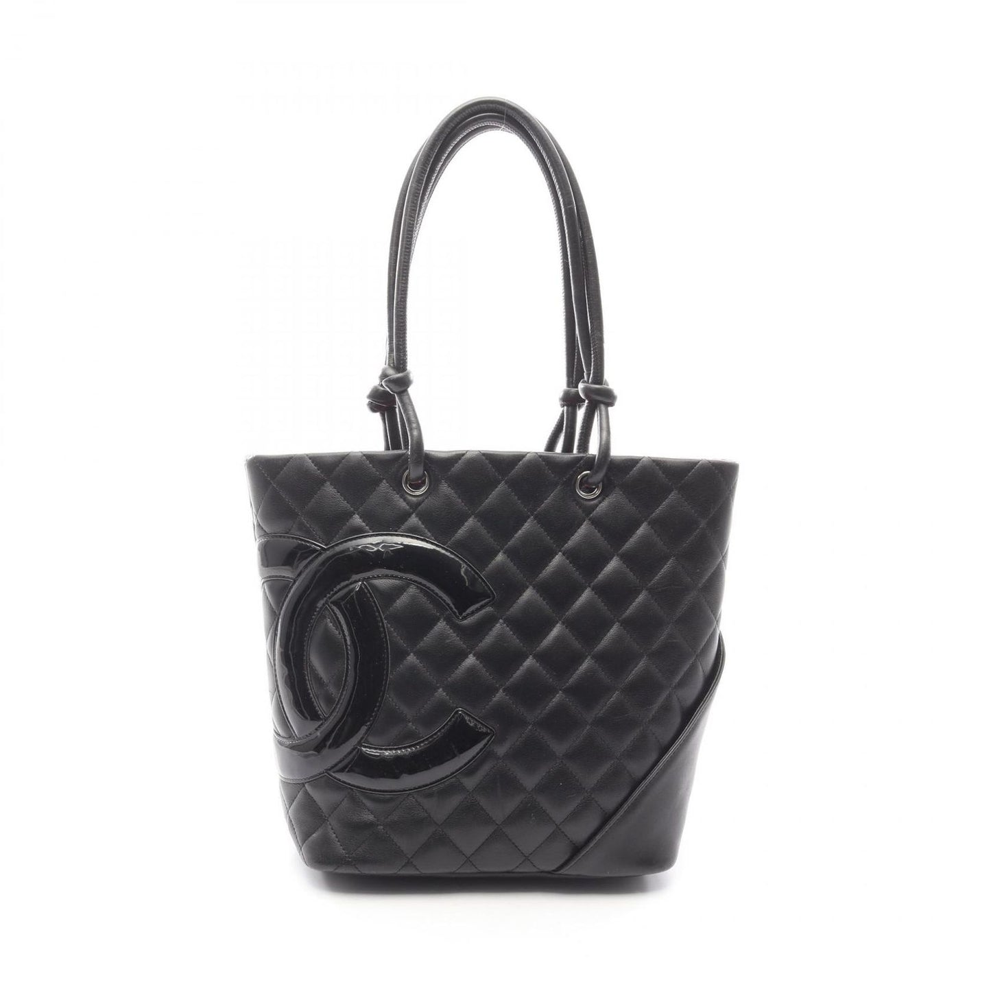 Chanel Tote Bag Cambon Line Medium Black/black Enamel Leather Patent Leather