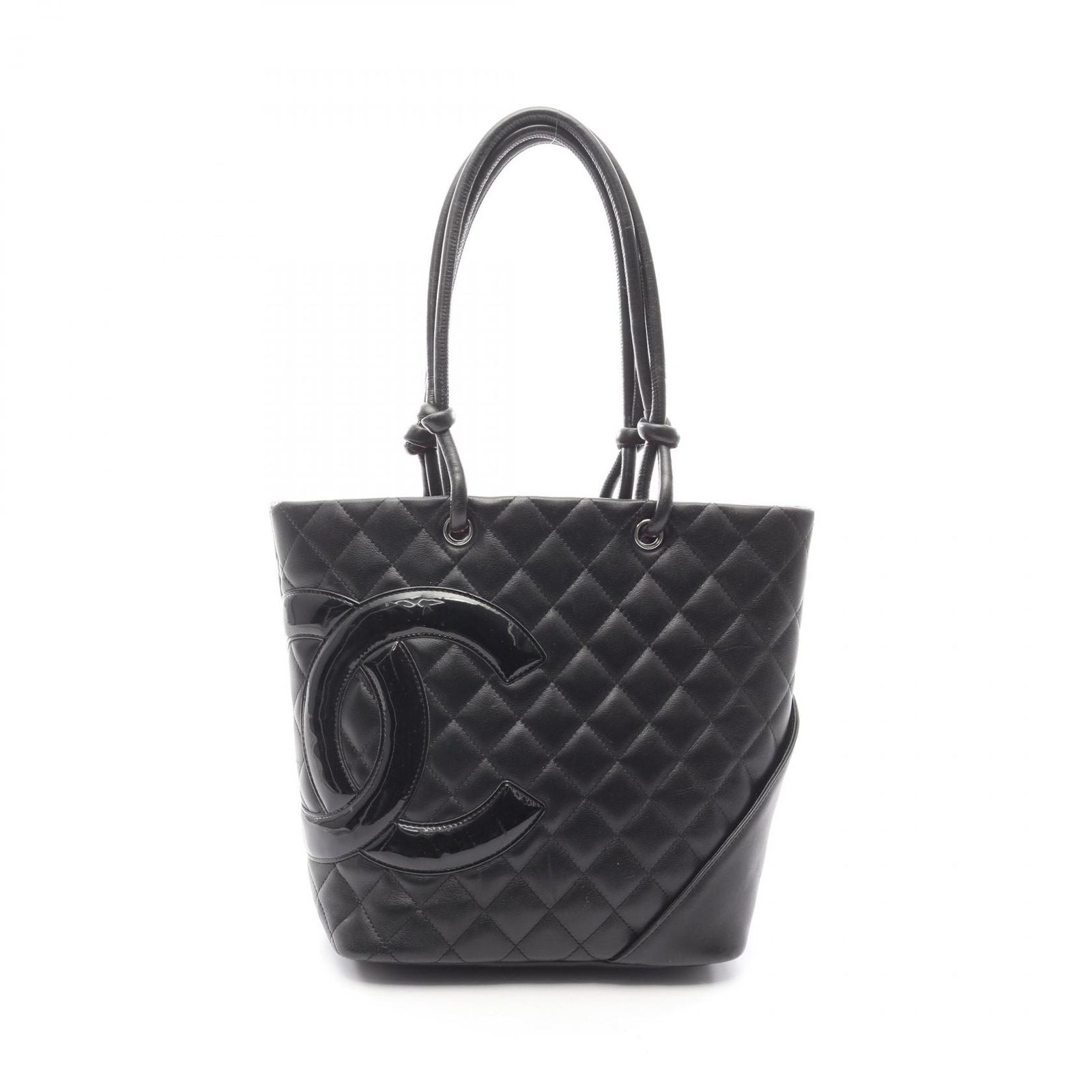 Chanel Tote Bag Cambon Line Medium Black/black Enamel Leather Patent Leather