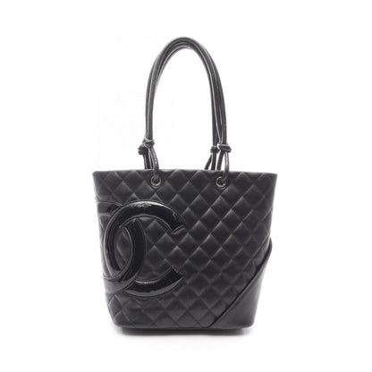 Chanel Tote Bag Cambon Line Medium Black/black Enamel Leather Patent Leather