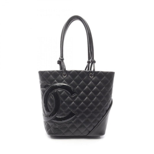 Chanel Tote Bag Cambon Line Medium Black/black Enamel Leather Patent Leather