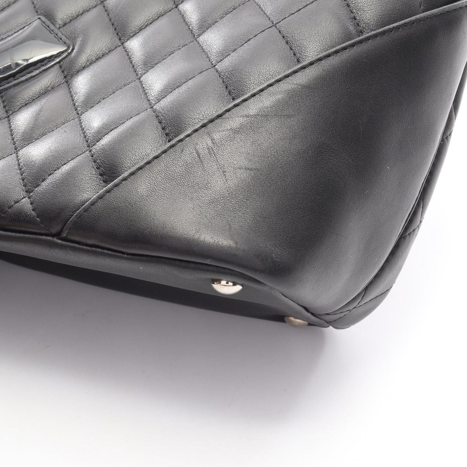 Chanel Tote Bag Cambon Line Medium Black/black Enamel Leather Patent Leather