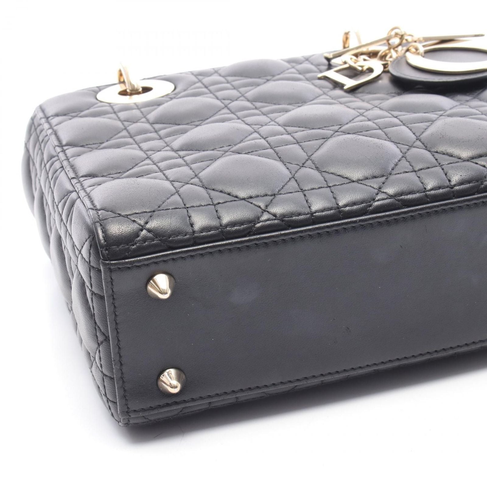 Dior Handbag Lady Dior Small Cannage Black Leather Lady Dior Cannage 2way Tote