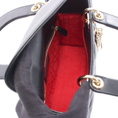 Dior Handbag Lady Dior Small Cannage Black Leather Lady Dior Cannage 2way Tote