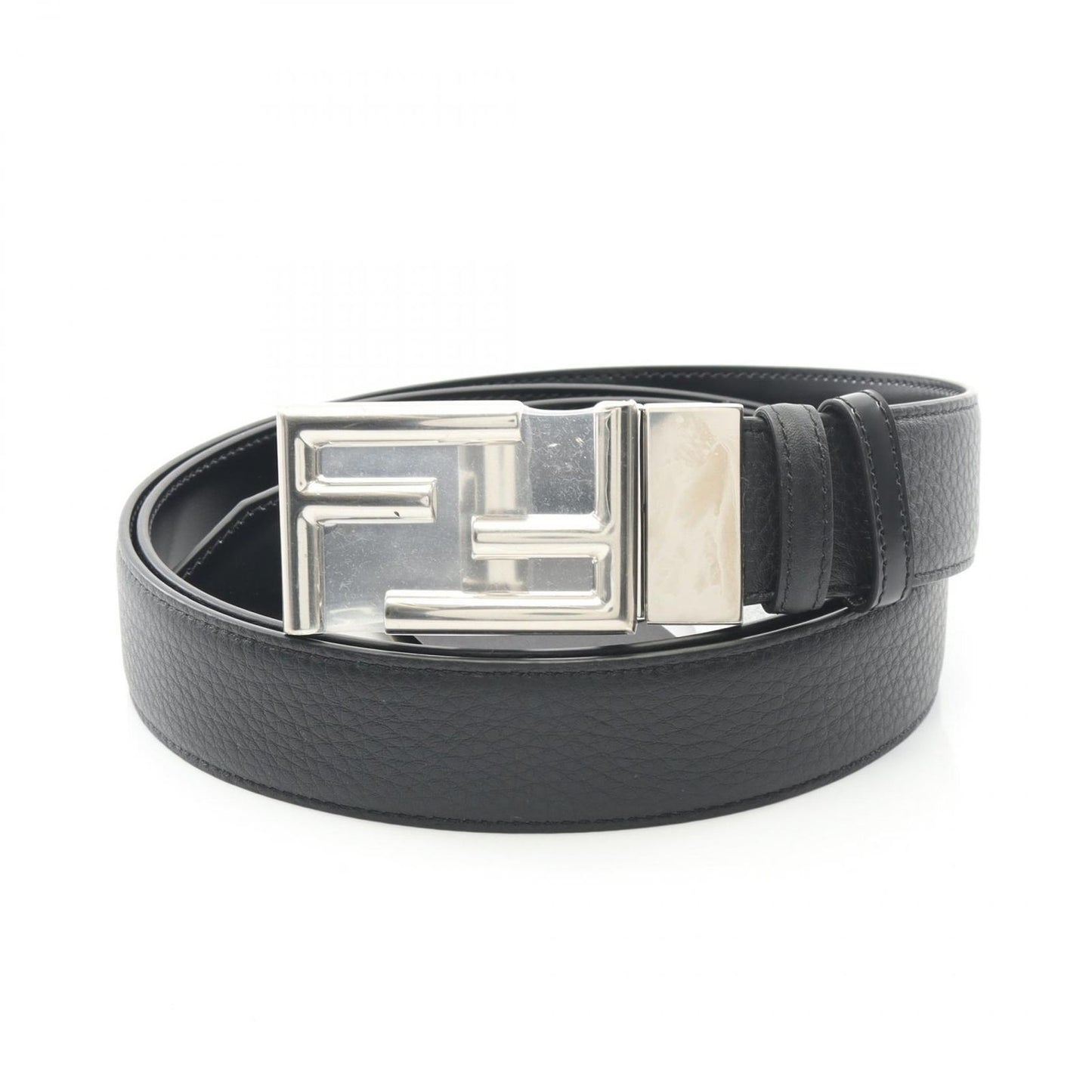 Fendi Belt Ff Logo Buckle 7c034470jf0gxn Black Leather Belt Men's New