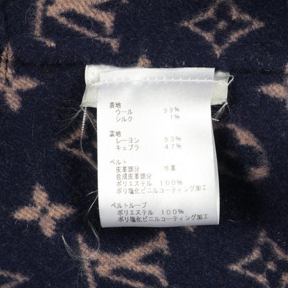 Louis Vuitton Monogram Navy Wool Silk Coat Women's a