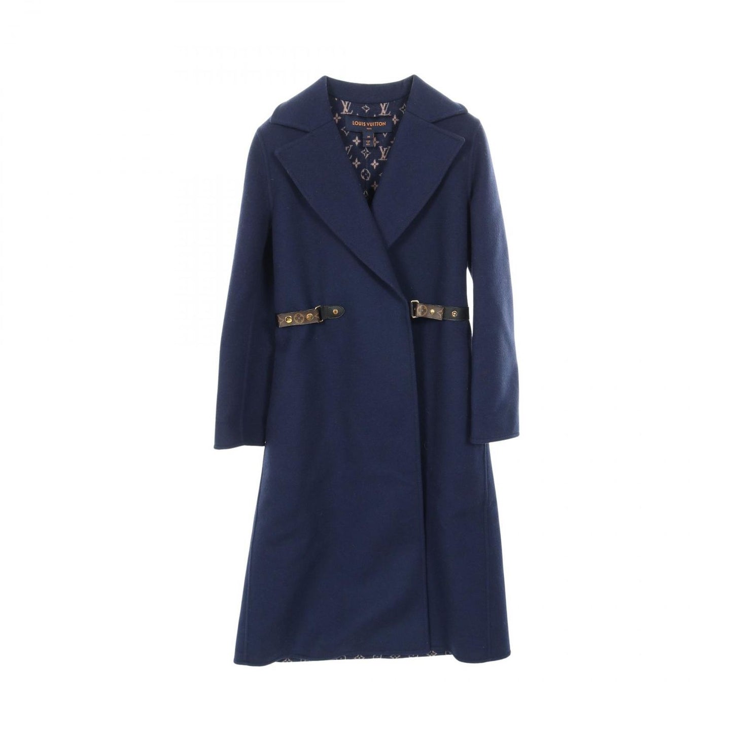 Louis Vuitton Monogram Navy Wool Silk Coat Women's a