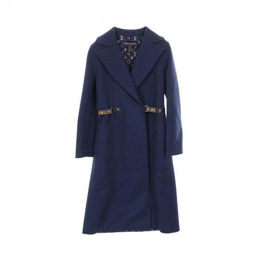 Louis Vuitton Monogram Navy Wool Silk Coat Women's a