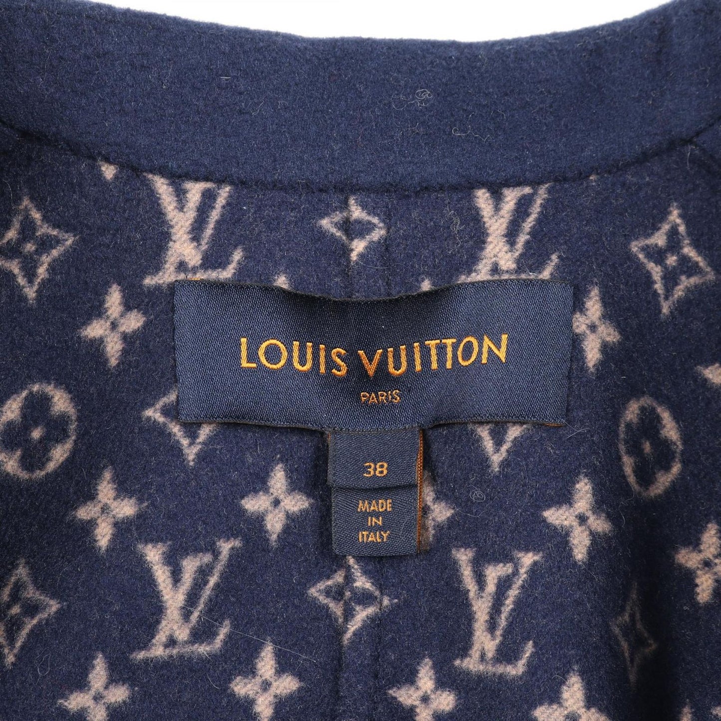 Louis Vuitton Monogram Navy Wool Silk Coat Women's a