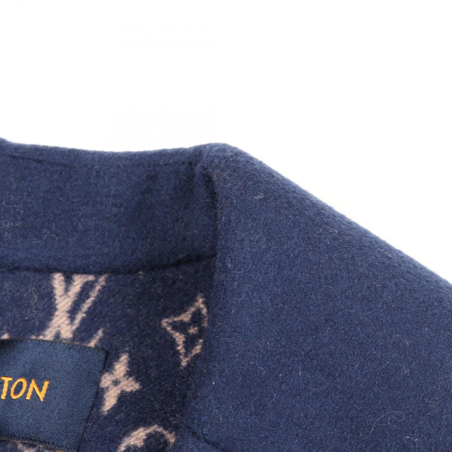 Louis Vuitton Monogram Navy Wool Silk Coat Women's a