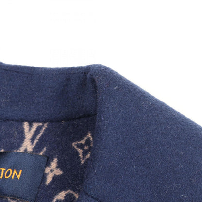 Louis Vuitton Monogram Navy Wool Silk Coat Women's a